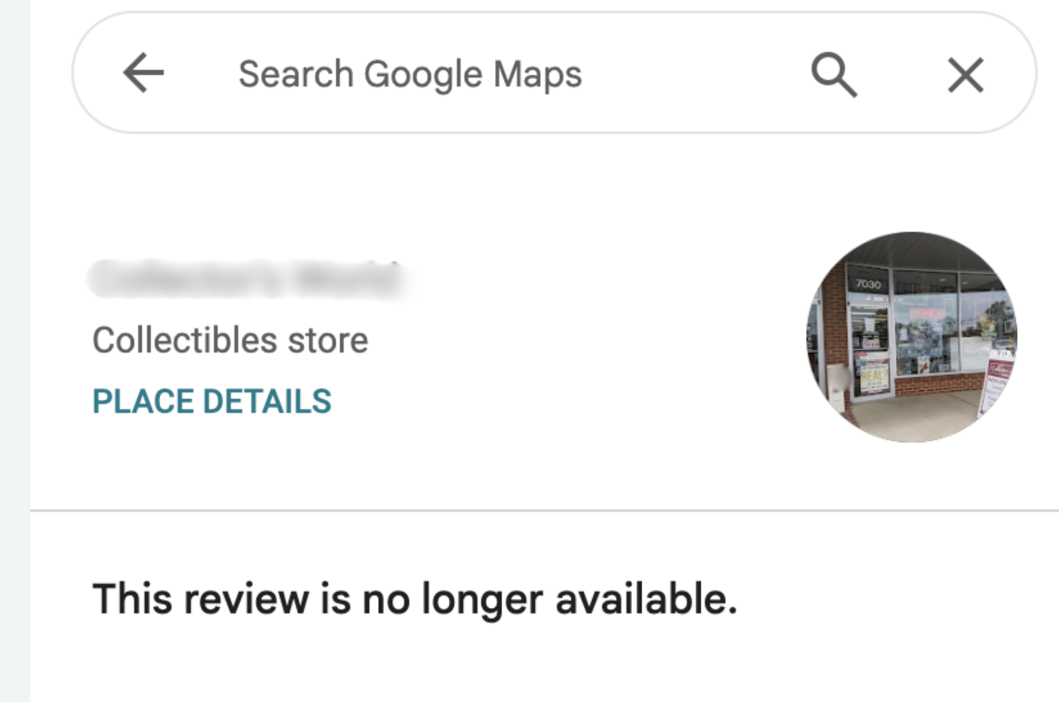 Example of content successfully removed
